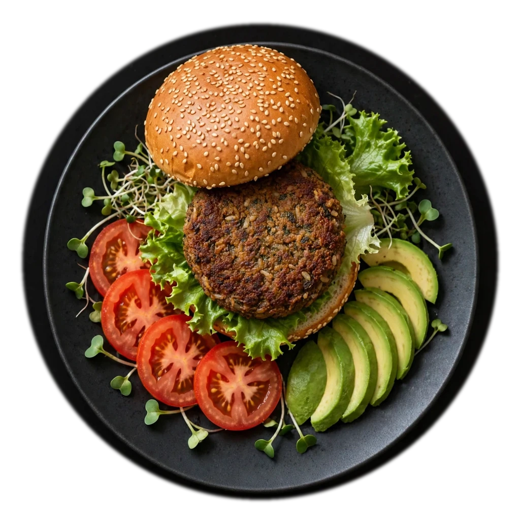 Garden Stack on a dark plate, seen from above
